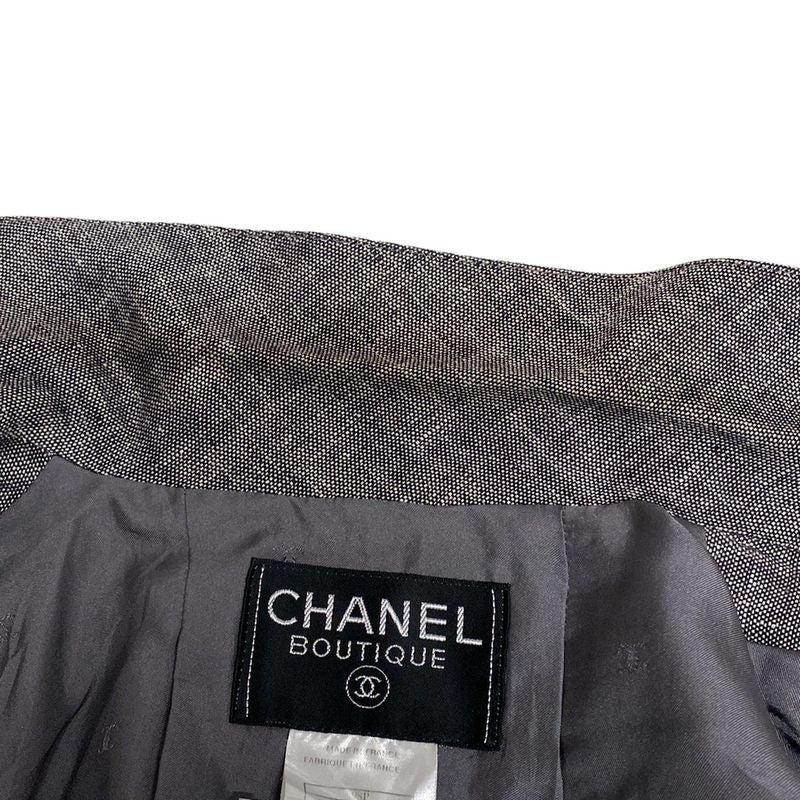 Chanel Jacket Size 38 M Women's P11161 Gray Double Linen