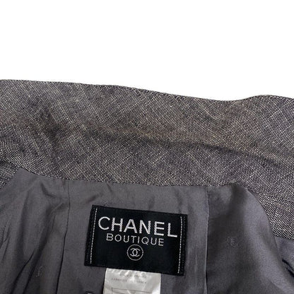 Chanel Jacket Size 38 M Women's P11161 Gray Double Linen