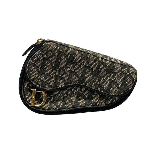 Dior/christian Dior Pouch Trotter/saddle Ivory And Navy Leather