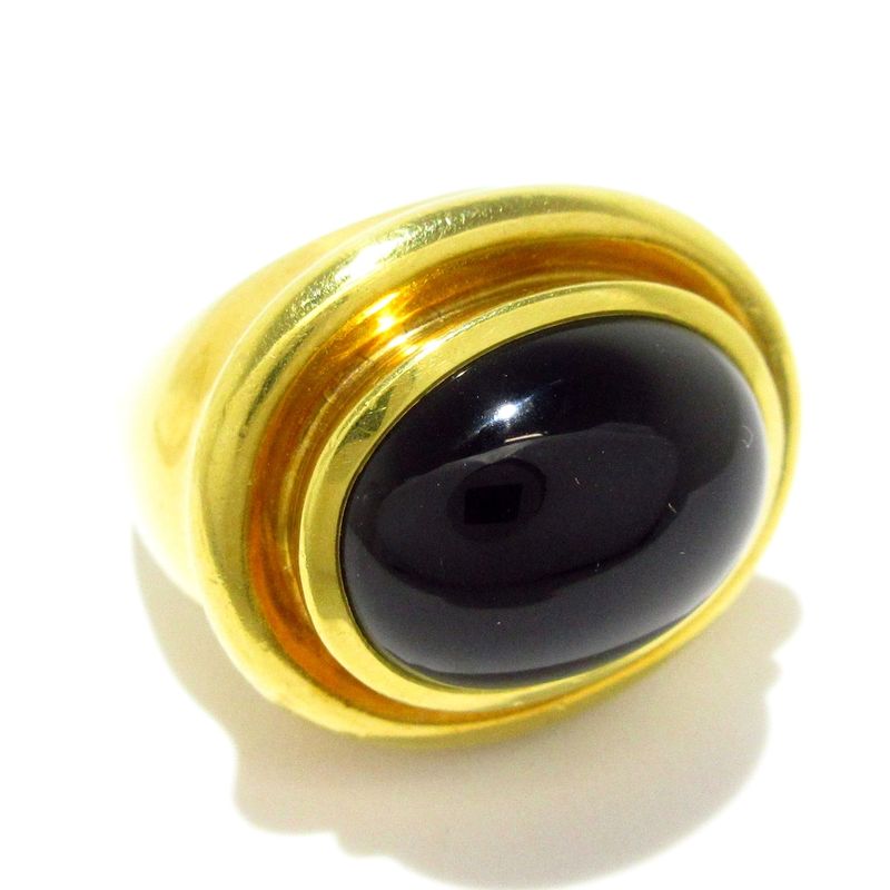 Tiffany & Co Ring - 18K Yellow Gold X Black Cabochon / 1985