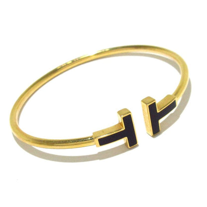 Tiffany & Co Bangle T-wire Bracelet 18K Yellow Gold X Black