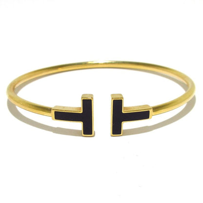 Tiffany & Co Bangle T-wire Bracelet 18K Yellow Gold X Black