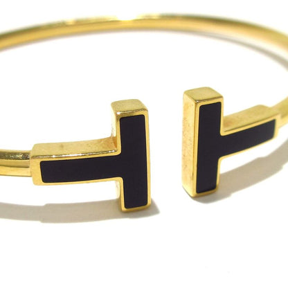Tiffany & Co Bangle T-wire Bracelet 18K Yellow Gold X Black