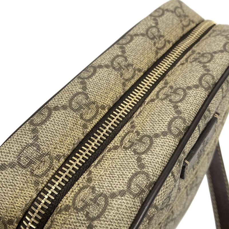 Gucci Shoulder Bag GG Plus GG Supreme 233268 Beige X Ebony X Dark Brown Leather