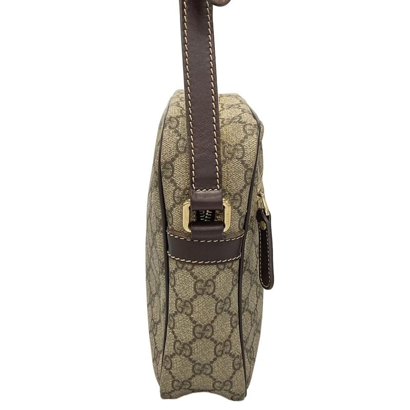 Gucci Shoulder Bag GG Plus GG Supreme 233268 Beige X Ebony X Dark Brown Leather