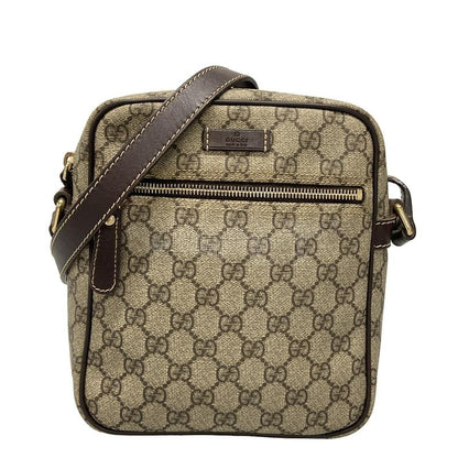 Gucci Shoulder Bag GG Plus GG Supreme 233268 Beige X Ebony X Dark Brown Leather