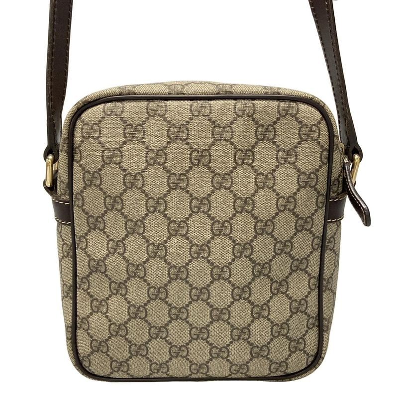 Gucci Shoulder Bag GG Plus GG Supreme 233268 Beige X Ebony X Dark Brown Leather