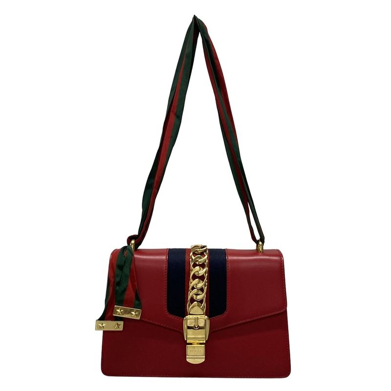 Gucci Shoulder Bag Sylvie 421882 Red Leather