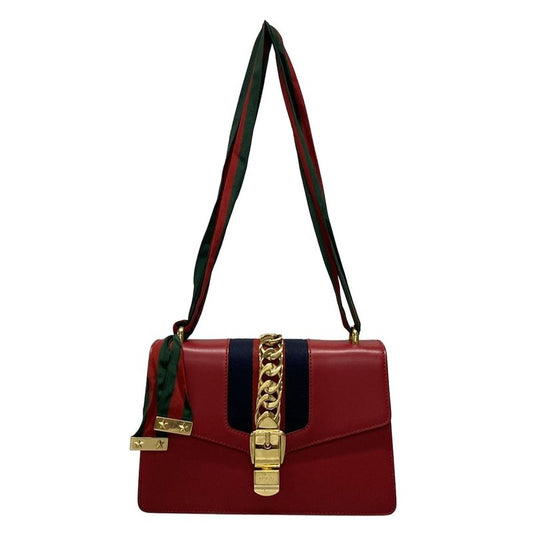 Gucci Shoulder Bag Sylvie 421882 Red Leather