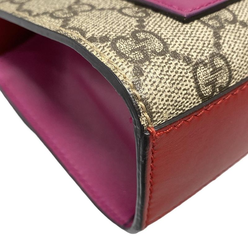 Gucci Shoulder Bag Padlock Small/gg Supreme 409487 Beige X Ebony X Multi Chain