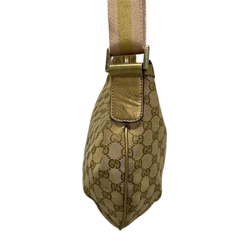 Gucci Shoulder Bag In GG Pattern 181092 Beige Gold And Pink Leather