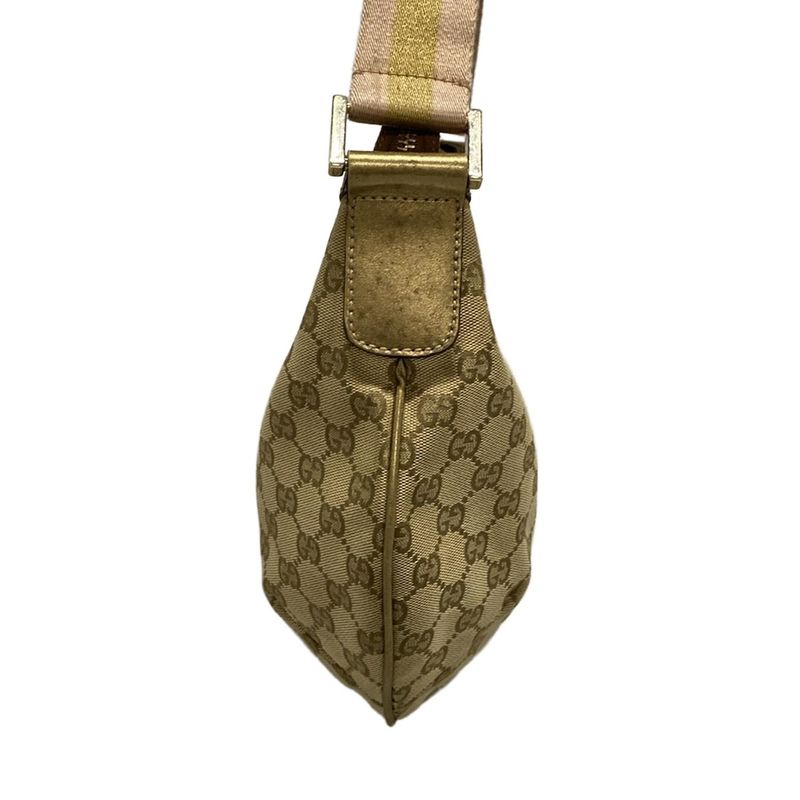 Gucci Shoulder Bag In GG Pattern 181092 Beige Gold And Pink Leather