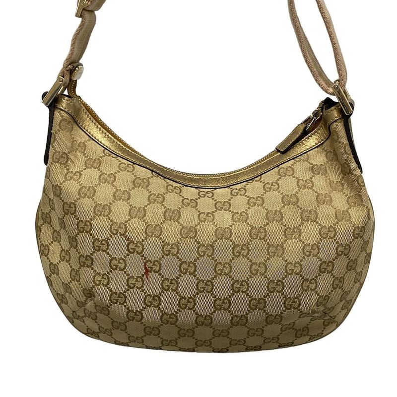 Gucci Shoulder Bag In GG Pattern 181092 Beige Gold And Pink Leather