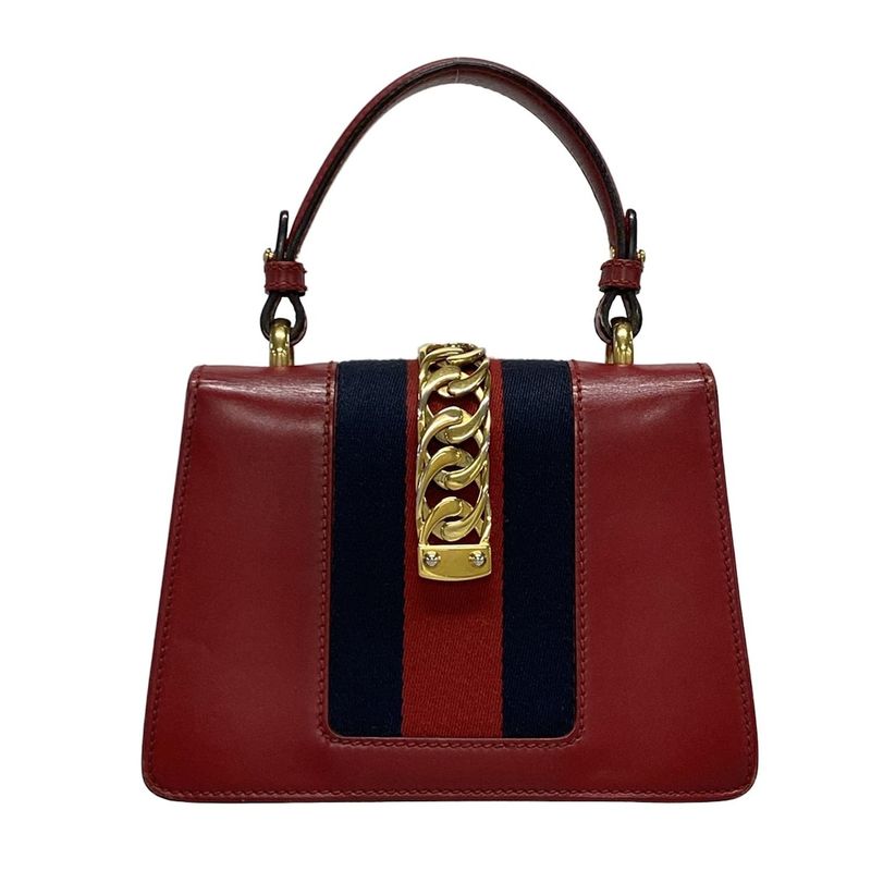 Gucci Handbag Sylvie 470270 Red Leather