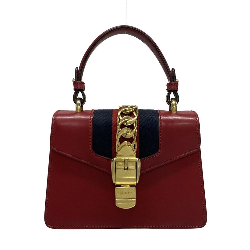 Gucci Handbag Sylvie 470270 Red Leather