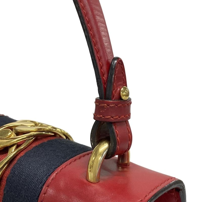 Gucci Handbag Sylvie 470270 Red Leather