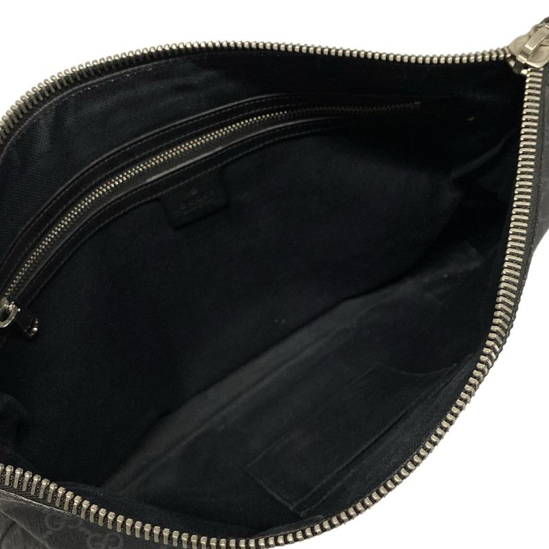 Gucci Shoulder Bag GG Supreme 474139 Dark Gray And Black Leather