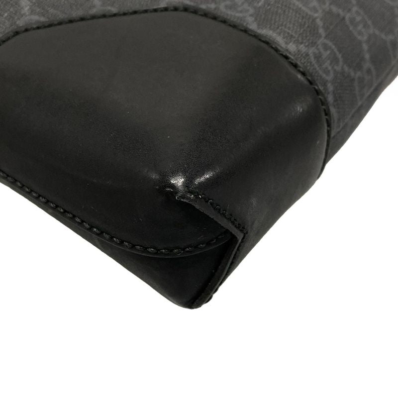 Gucci Shoulder Bag GG Supreme 474139 Dark Gray And Black Leather