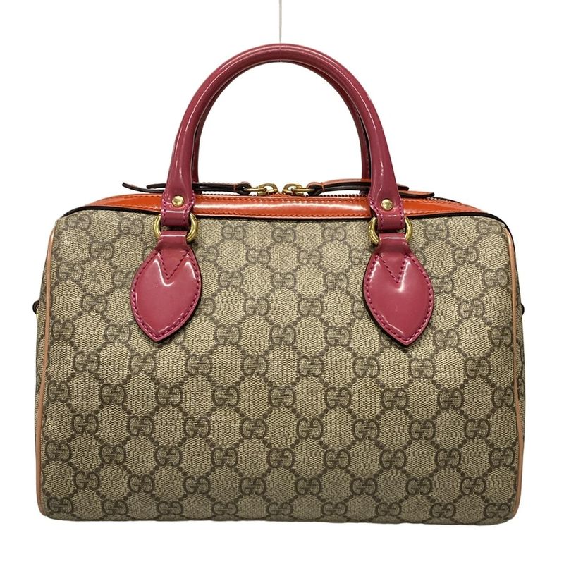 Gucci Handbag GG Plus GG Supreme 409529 Beige X Ebony X Multi Mini Boston /