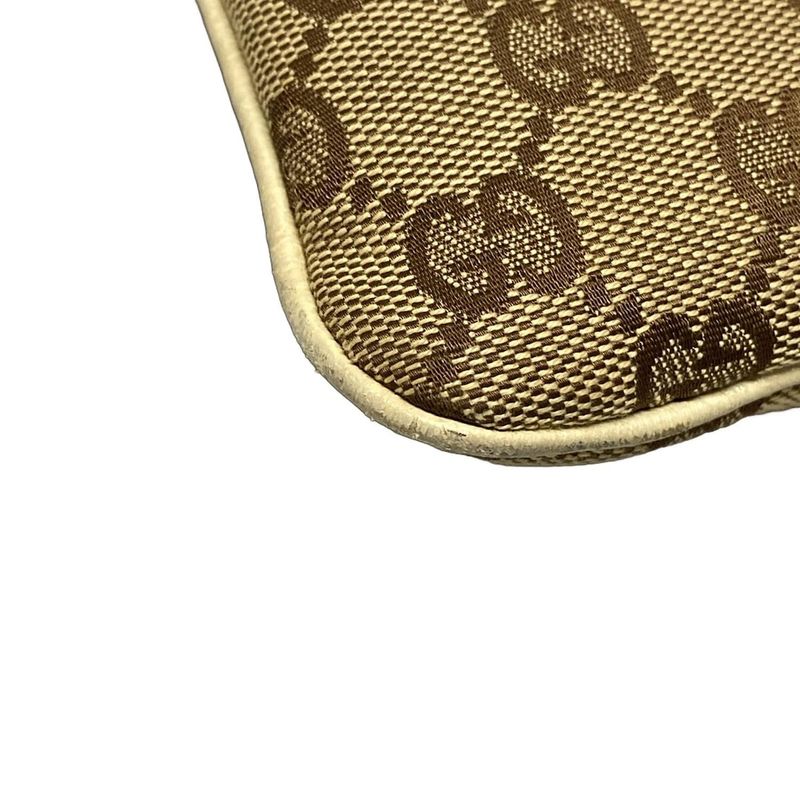 Gucci Shoulder Bag Horsebit/gg Pattern 144010 Beige/brown/ivory Studded Leather