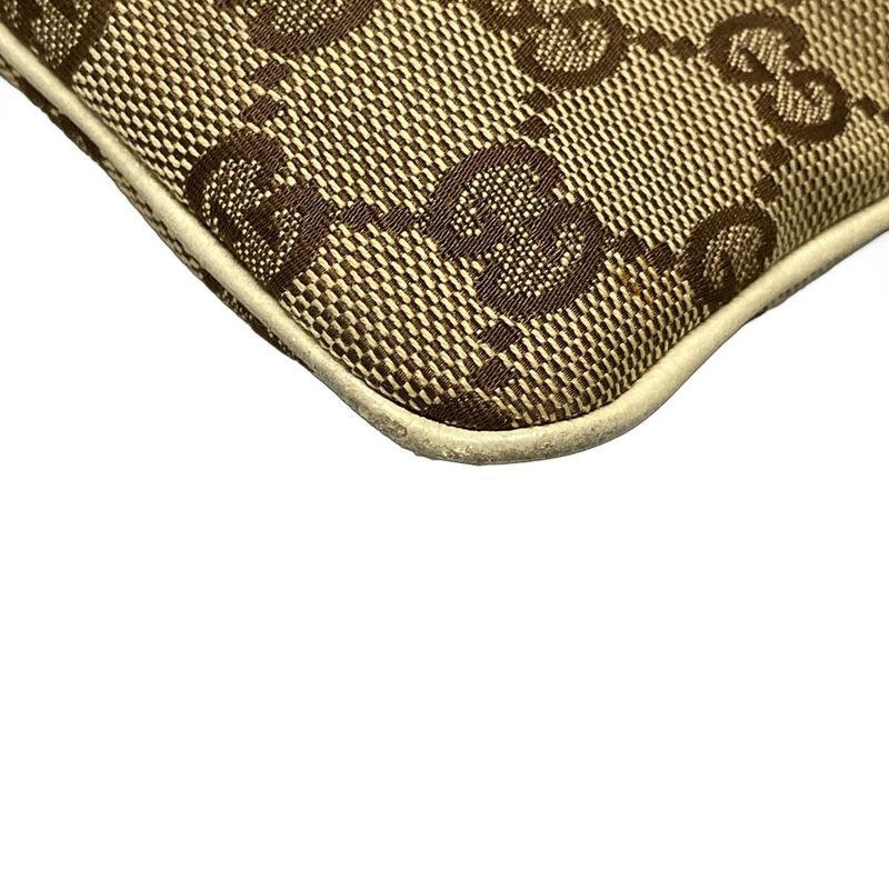 Gucci Shoulder Bag Horsebit/gg Pattern 144010 Beige/brown/ivory Studded Leather