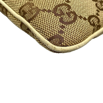 Gucci Shoulder Bag Horsebit/gg Pattern 144010 Beige/brown/ivory Studded Leather