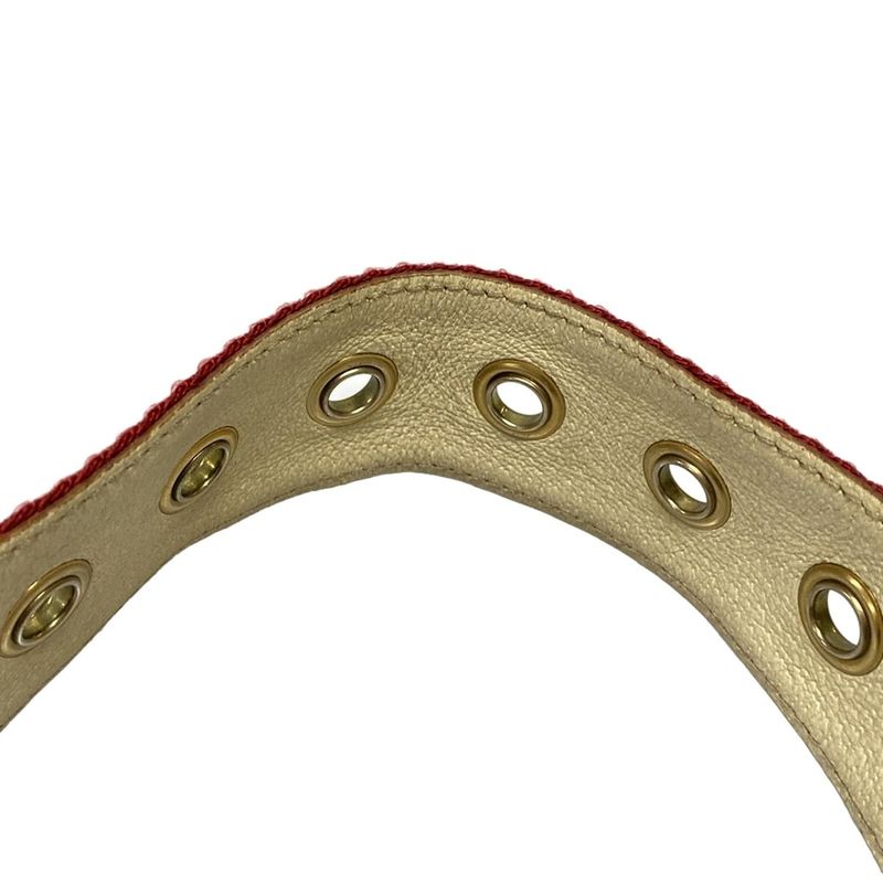 Gucci Shoulder Bag Horsebit/gg Pattern 144010 Beige/brown/ivory Studded Leather