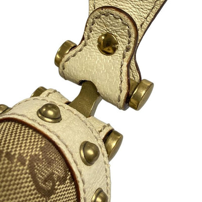 Gucci Shoulder Bag Horsebit/gg Pattern 144010 Beige/brown/ivory Studded Leather