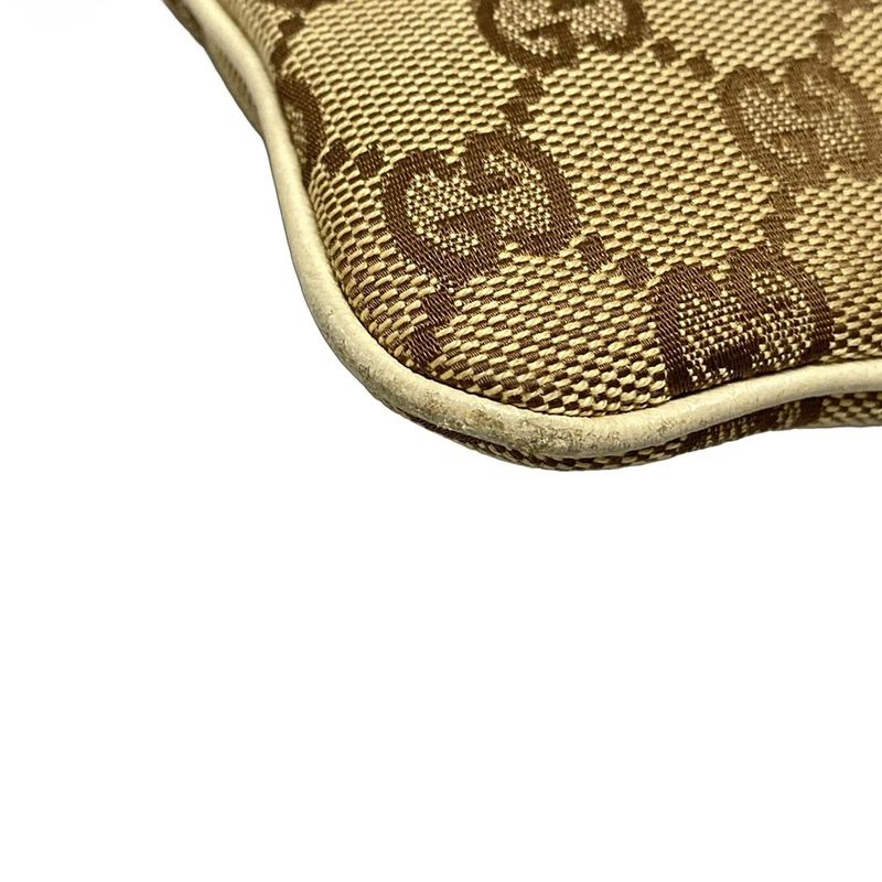 Gucci Shoulder Bag Horsebit/gg Pattern 144010 Beige/brown/ivory Studded Leather