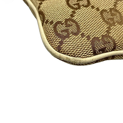 Gucci Shoulder Bag Horsebit/gg Pattern 144010 Beige/brown/ivory Studded Leather