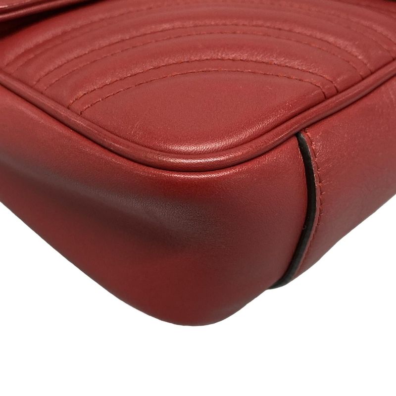Gucci Shoulder Bag GG Marmont Quilted Small Shoulder Bag 443497 Red Chain