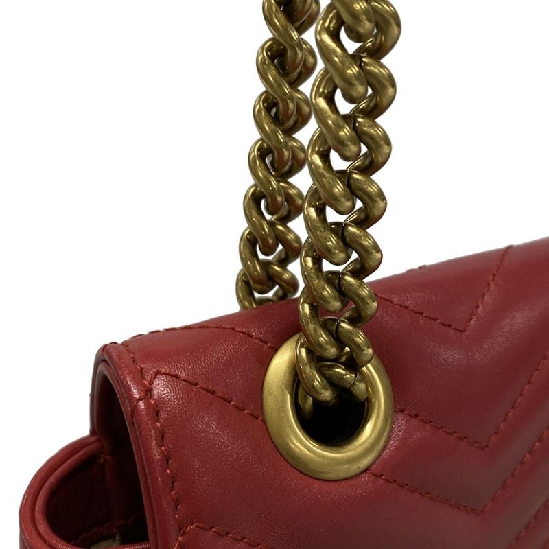 Gucci Shoulder Bag GG Marmont Quilted Small Shoulder Bag 443497 Red Chain