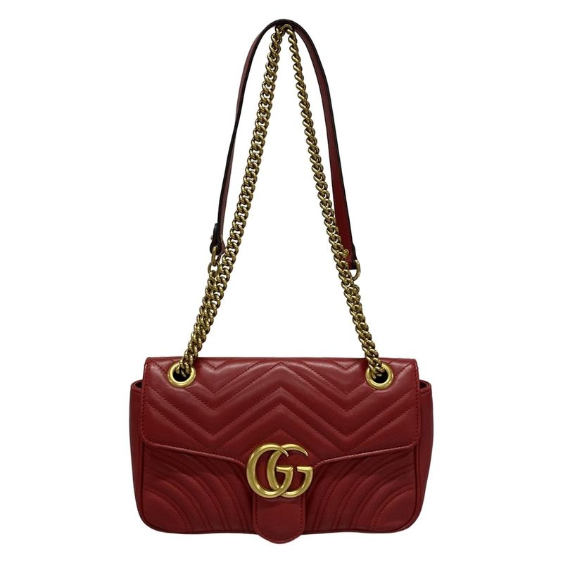 Gucci Shoulder Bag GG Marmont Quilted Small Shoulder Bag 443497 Red Chain