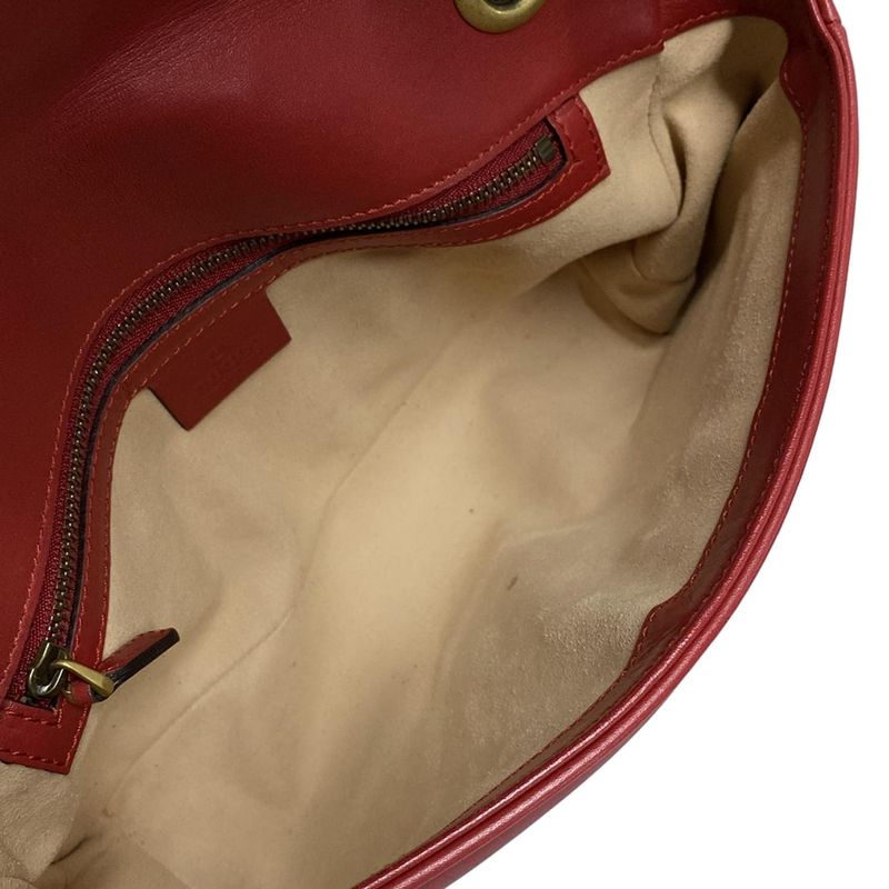 Gucci Shoulder Bag GG Marmont Quilted Small Shoulder Bag 443497 Red Chain