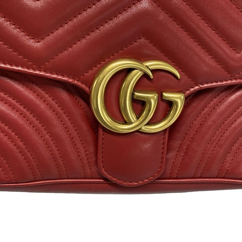 Gucci Shoulder Bag GG Marmont Quilted Small Shoulder Bag 443497 Red Chain