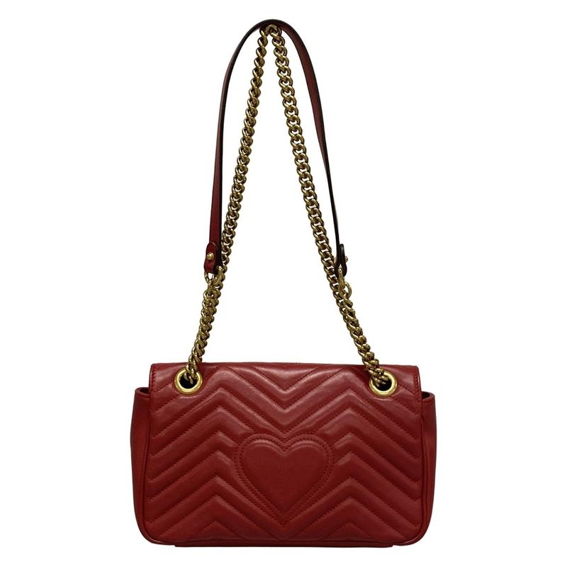 Gucci Shoulder Bag GG Marmont Quilted Small Shoulder Bag 443497 Red Chain