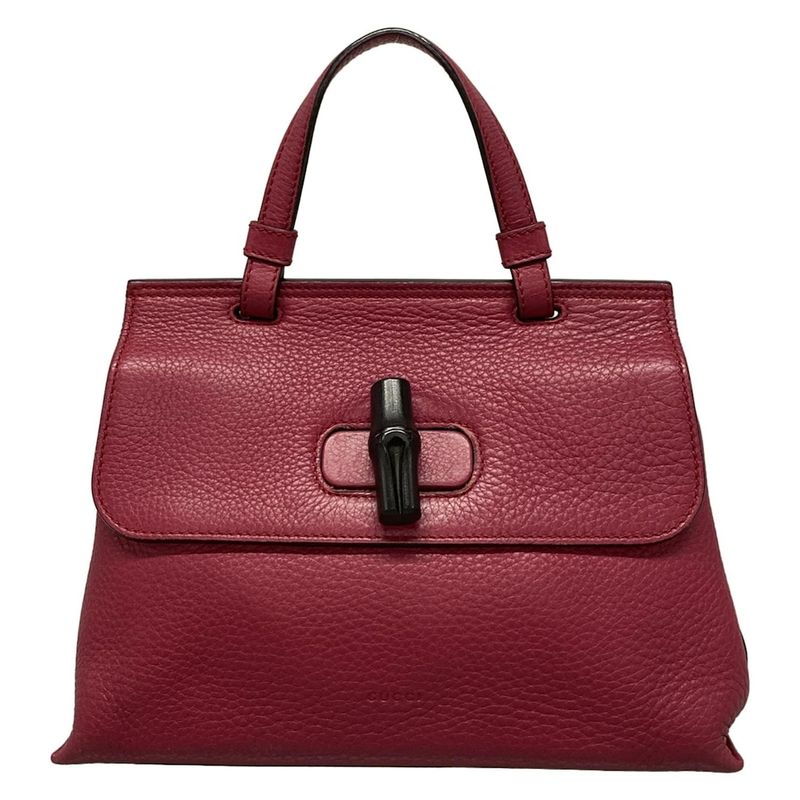 Gucci Handbag Bamboo Daily 370831 Pink Leather