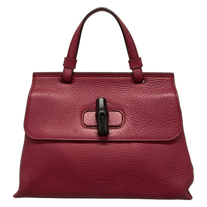 Gucci Handbag Bamboo Daily 370831 Pink Leather