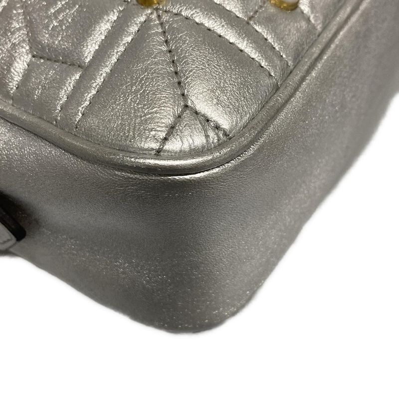 Gucci Shoulder Bag GG Marmont 447632 Silver Chain Shoulder/gold Hardware / Faux