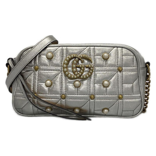 Gucci Shoulder Bag GG Marmont 447632 Silver Chain Shoulder/gold Hardware / Faux