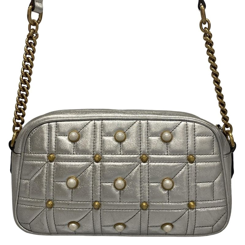 Gucci Shoulder Bag GG Marmont 447632 Silver Chain Shoulder/gold Hardware / Faux