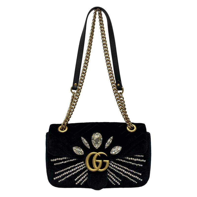 Gucci Shoulder Bag GG Marmont Quilted Small Shoulder Bag 443497 Black Chain