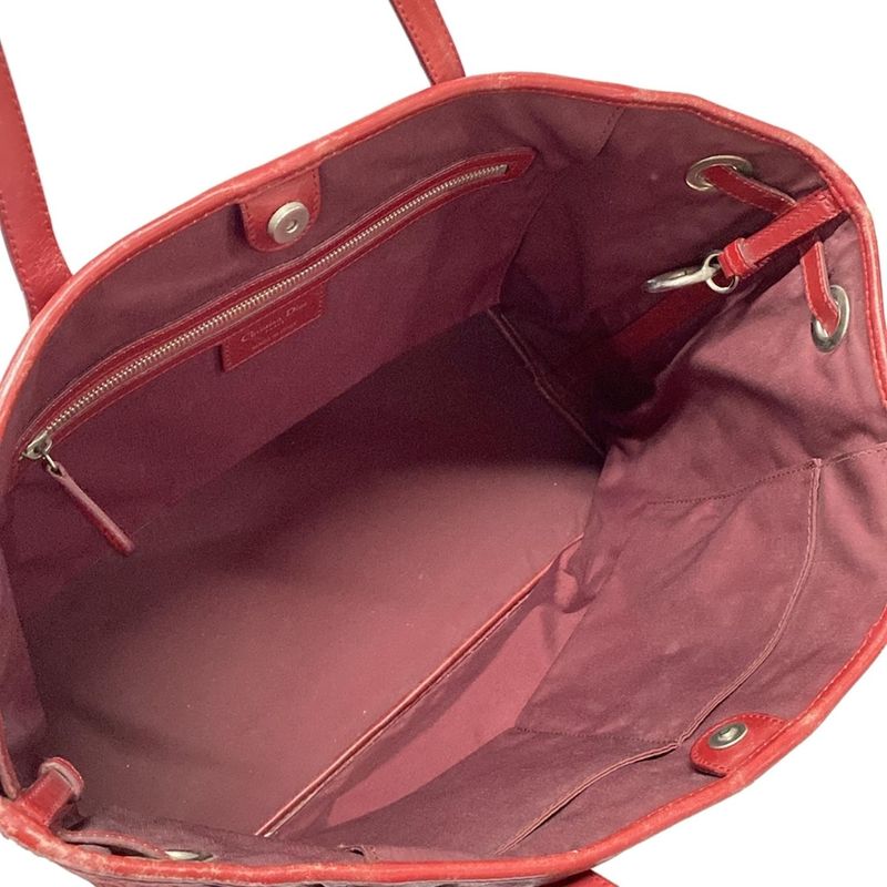 Dior/christian Dior Panarea Red Leather Tote Bag