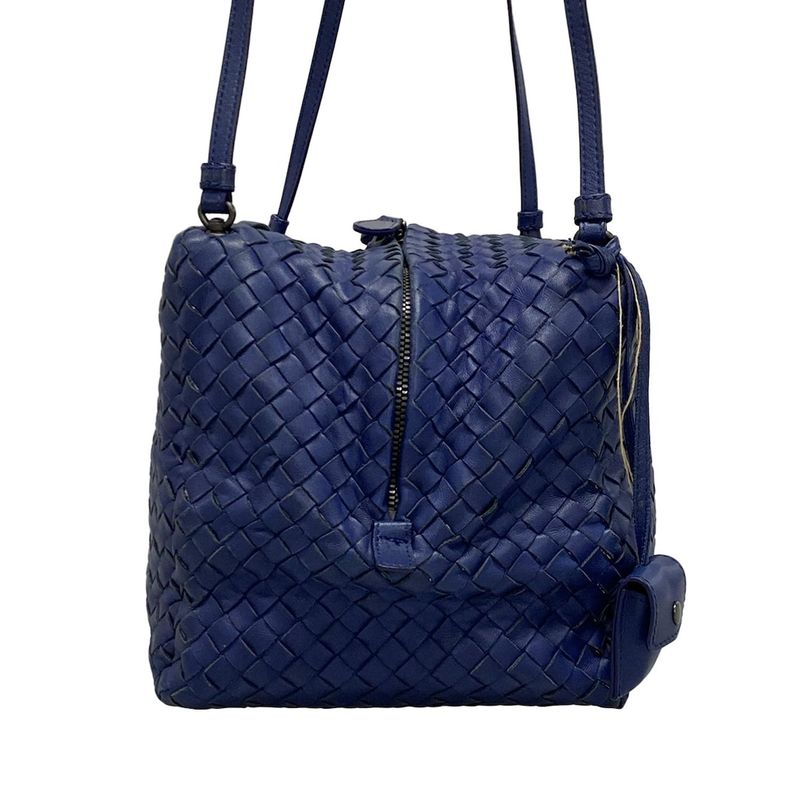 Bottega Veneta Shoulder Bag Intrecciato 255693 Blue Cube Leather
