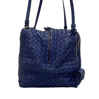 Bottega Veneta Shoulder Bag Intrecciato 255693 Blue Cube Leather
