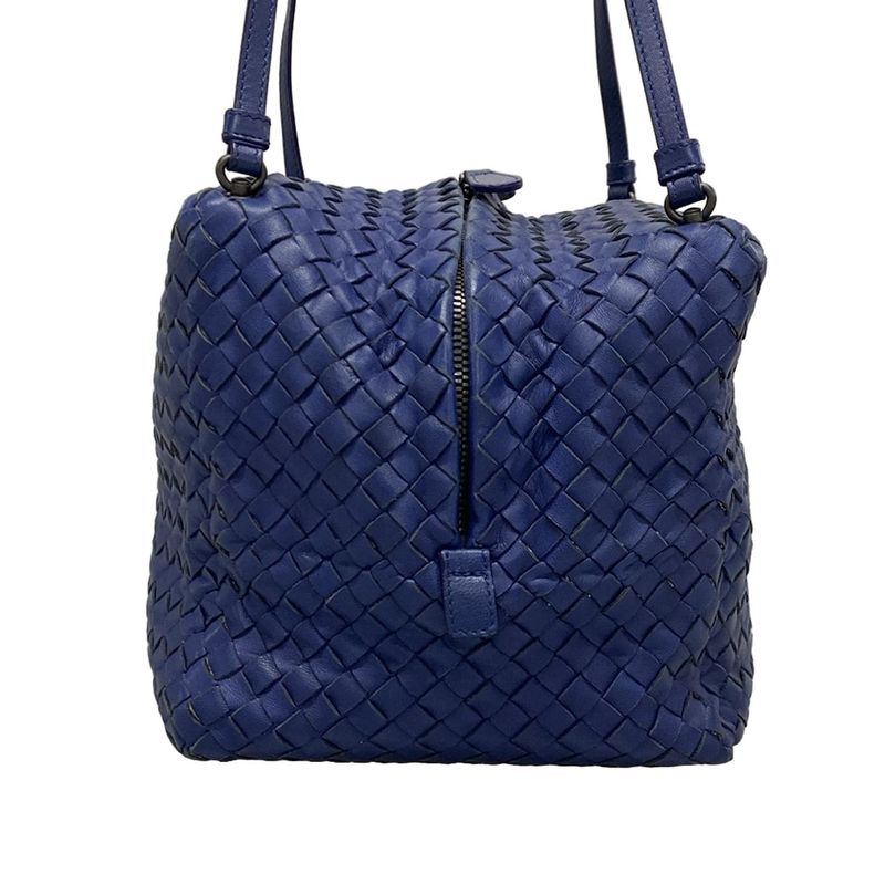 Bottega Veneta Shoulder Bag Intrecciato 255693 Blue Cube Leather