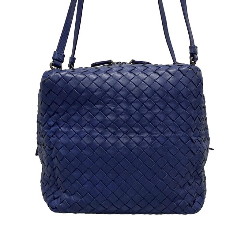 Bottega Veneta Shoulder Bag Intrecciato 255693 Blue Cube Leather