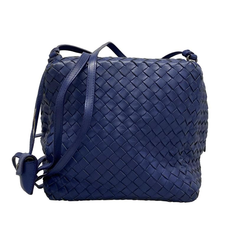 Bottega Veneta Shoulder Bag Intrecciato 255693 Blue Cube Leather
