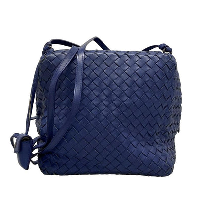Bottega Veneta Shoulder Bag Intrecciato 255693 Blue Cube Leather