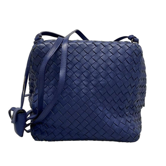 Bottega Veneta Shoulder Bag Intrecciato 255693 Blue Cube Leather